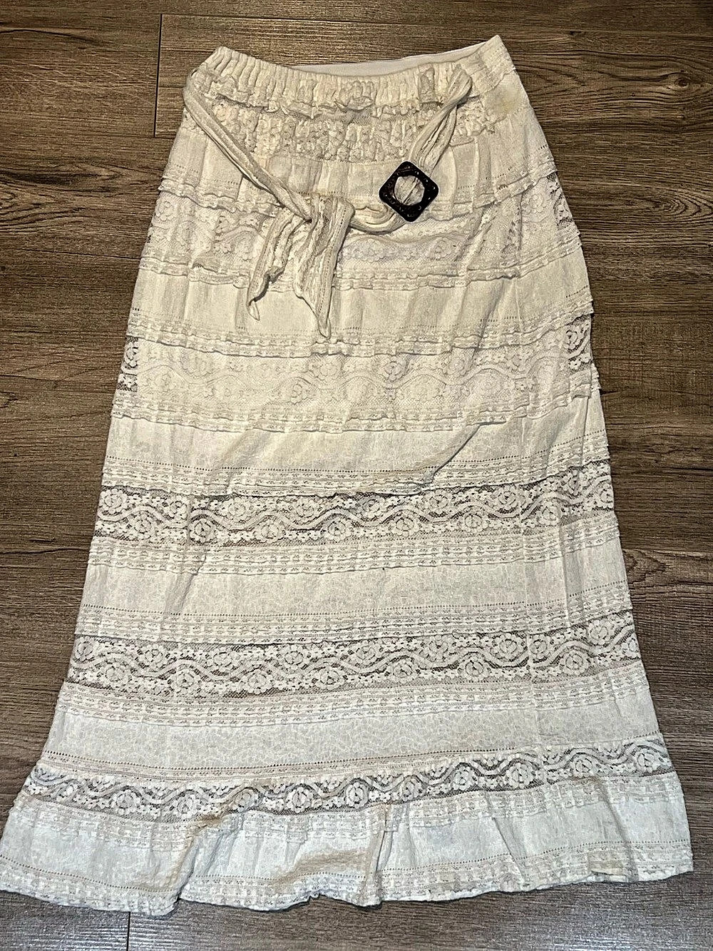 Blanc du Nil White Lace Maxi Skirt